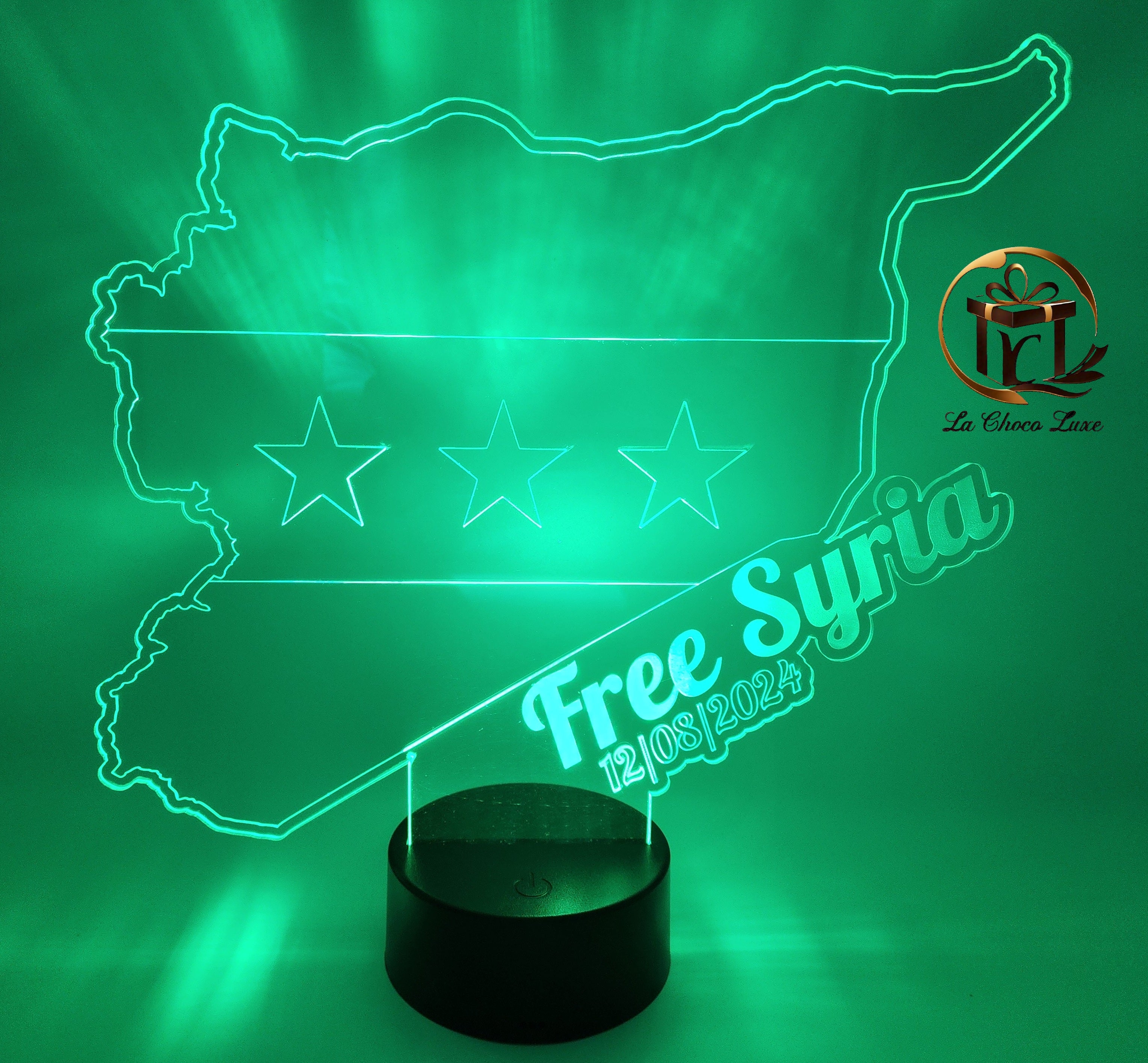 Syrian Acrylic Freedom Liberation Monument Flag with LED Light