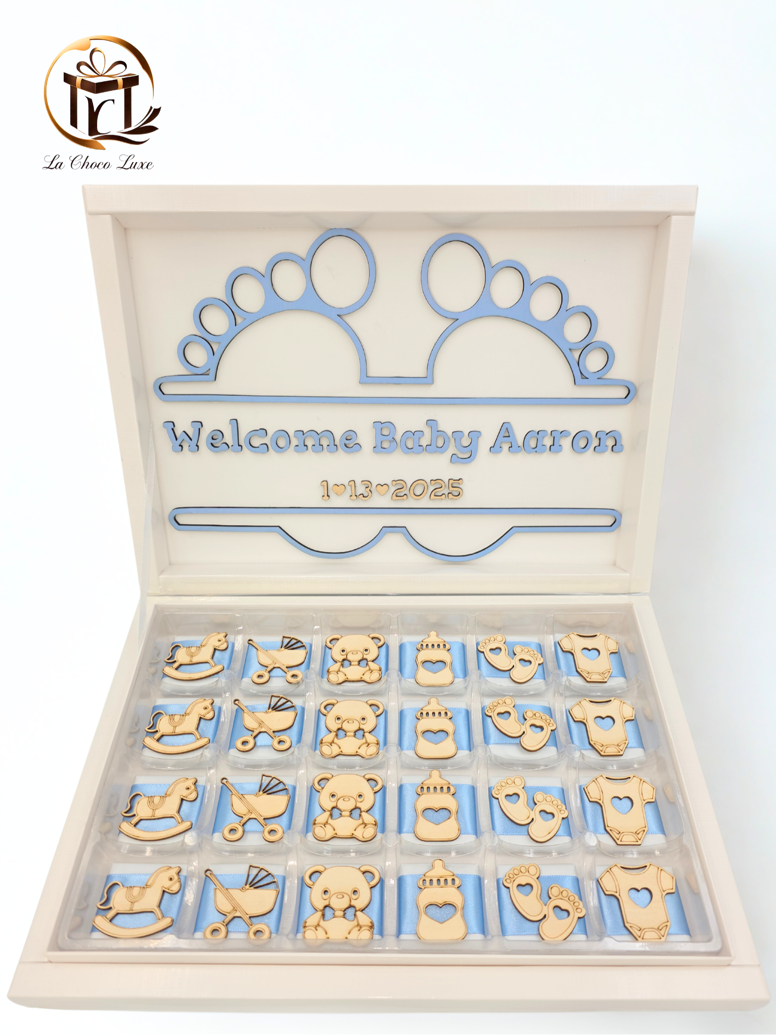 Personalized Baby Chocolate Box – Luxury Chocolates for Newborns – Baby Shower Favor or New Baby