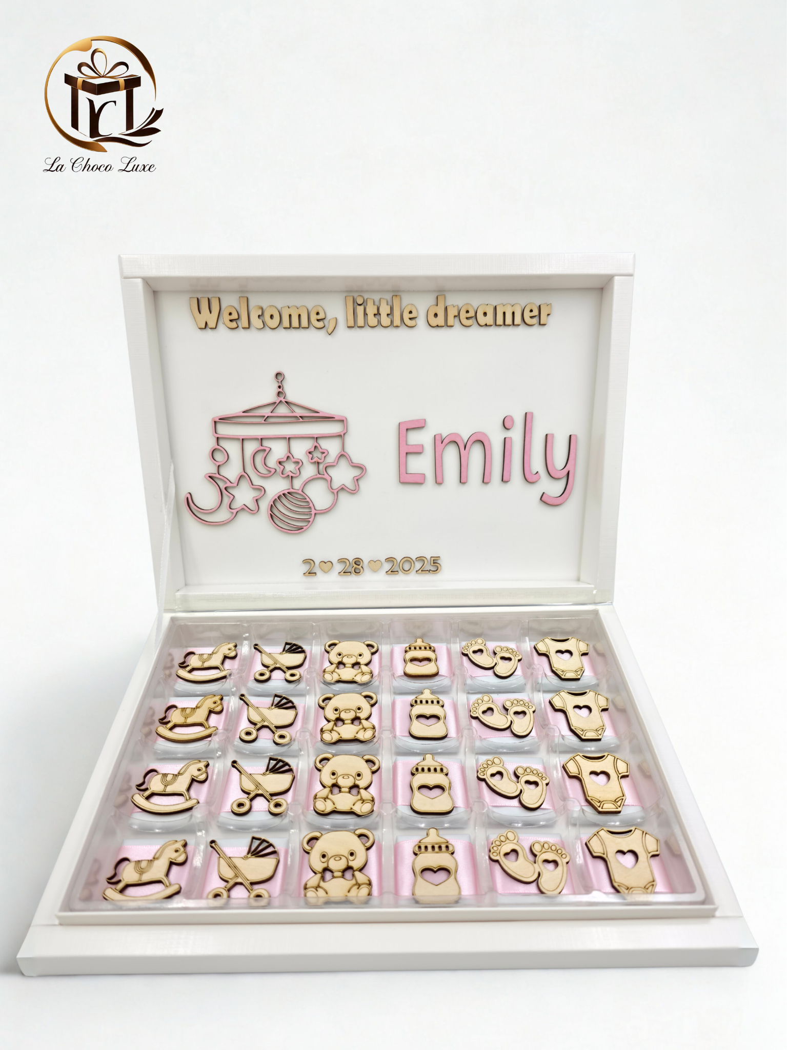 Personalized Baby Chocolate Box – Luxury Chocolates for Newborns – Baby Shower Favor or New Baby