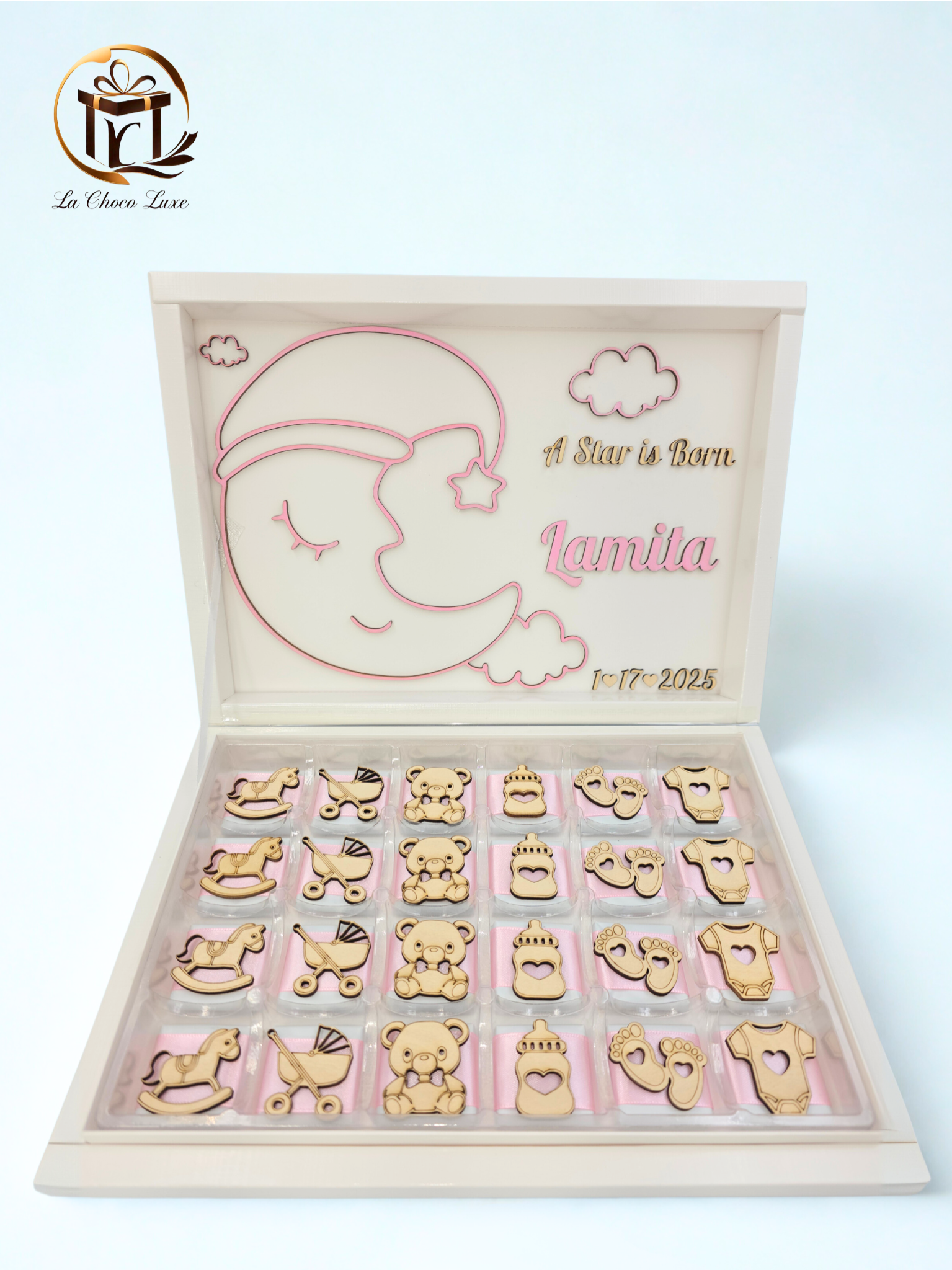 Personalized Baby Chocolate Box – Luxury Chocolates for Newborns – Baby Shower Favor or New Baby