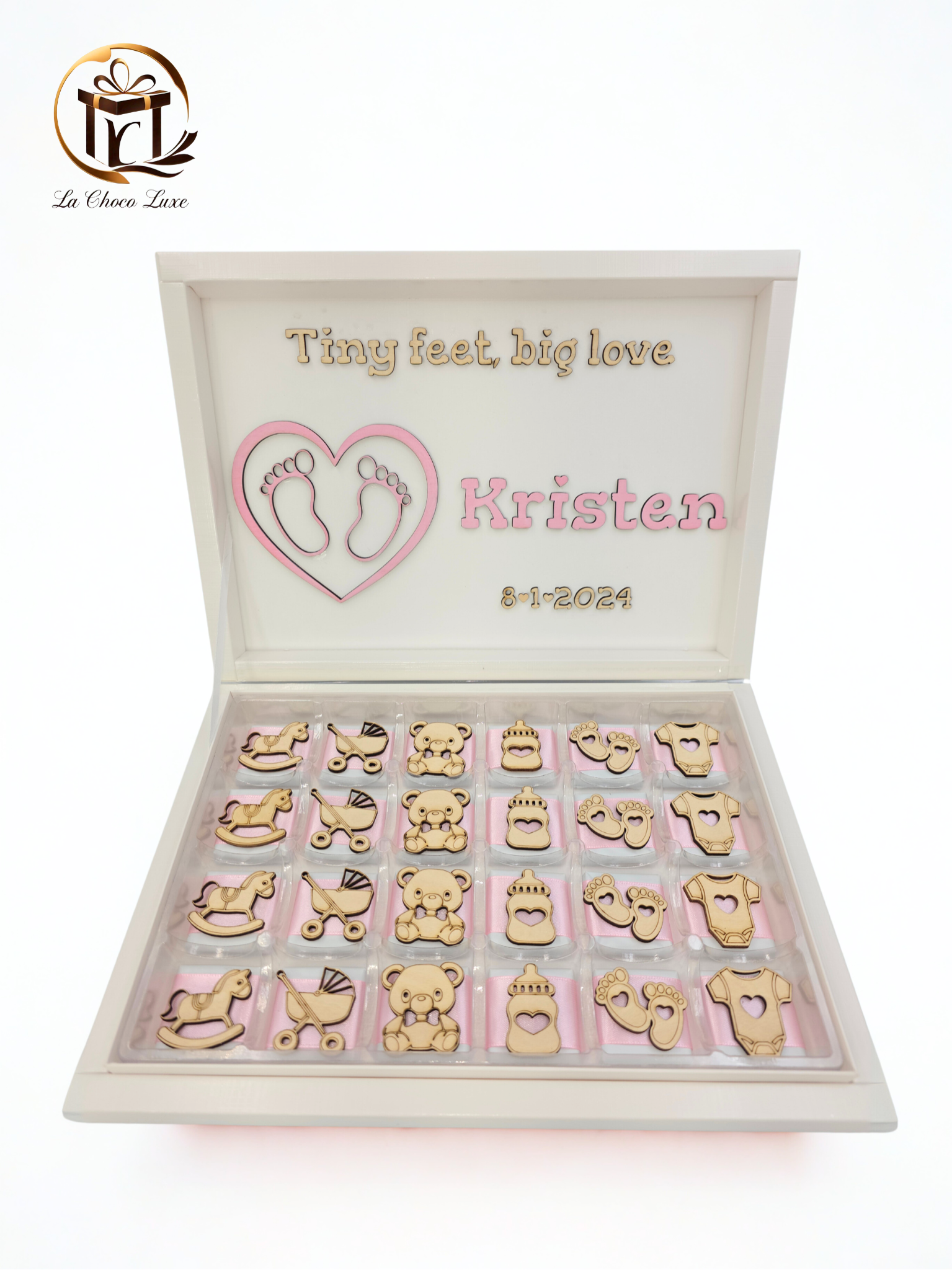 Personalized Baby Chocolate Box – Luxury Chocolates for Newborns – Baby Shower Favor or New Baby