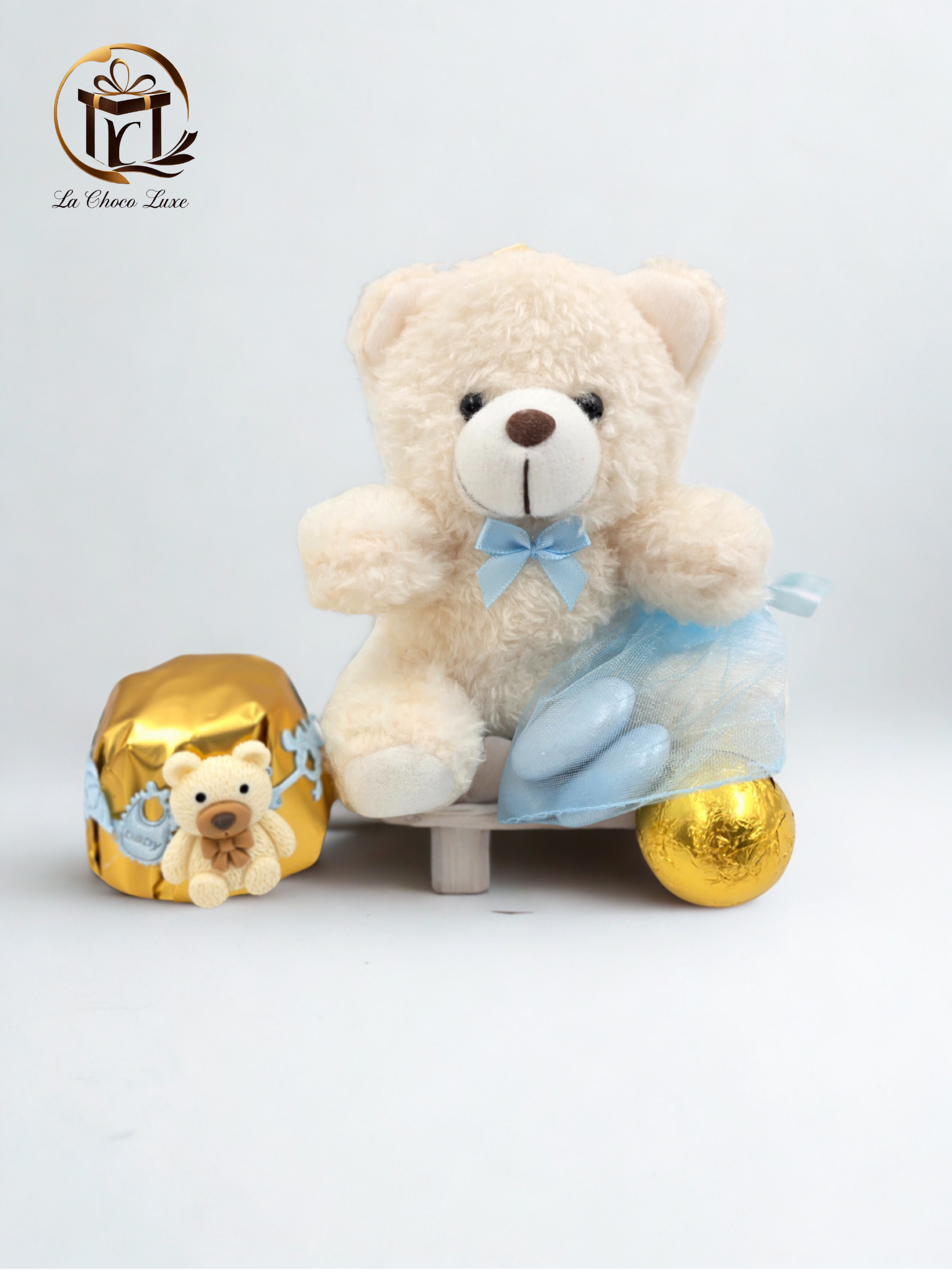 Personalized Baby Shower Favor or Gender Reveal | Newborn Chocolate with Teddy Bear  | Custom Name Gift | Girl or Boy Baby
