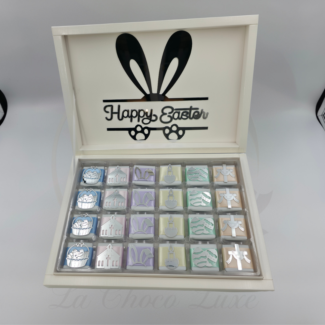 Easter Chocolate Gift Box – Luxury Belgian Chocolates with Religious Acrylic Toppers