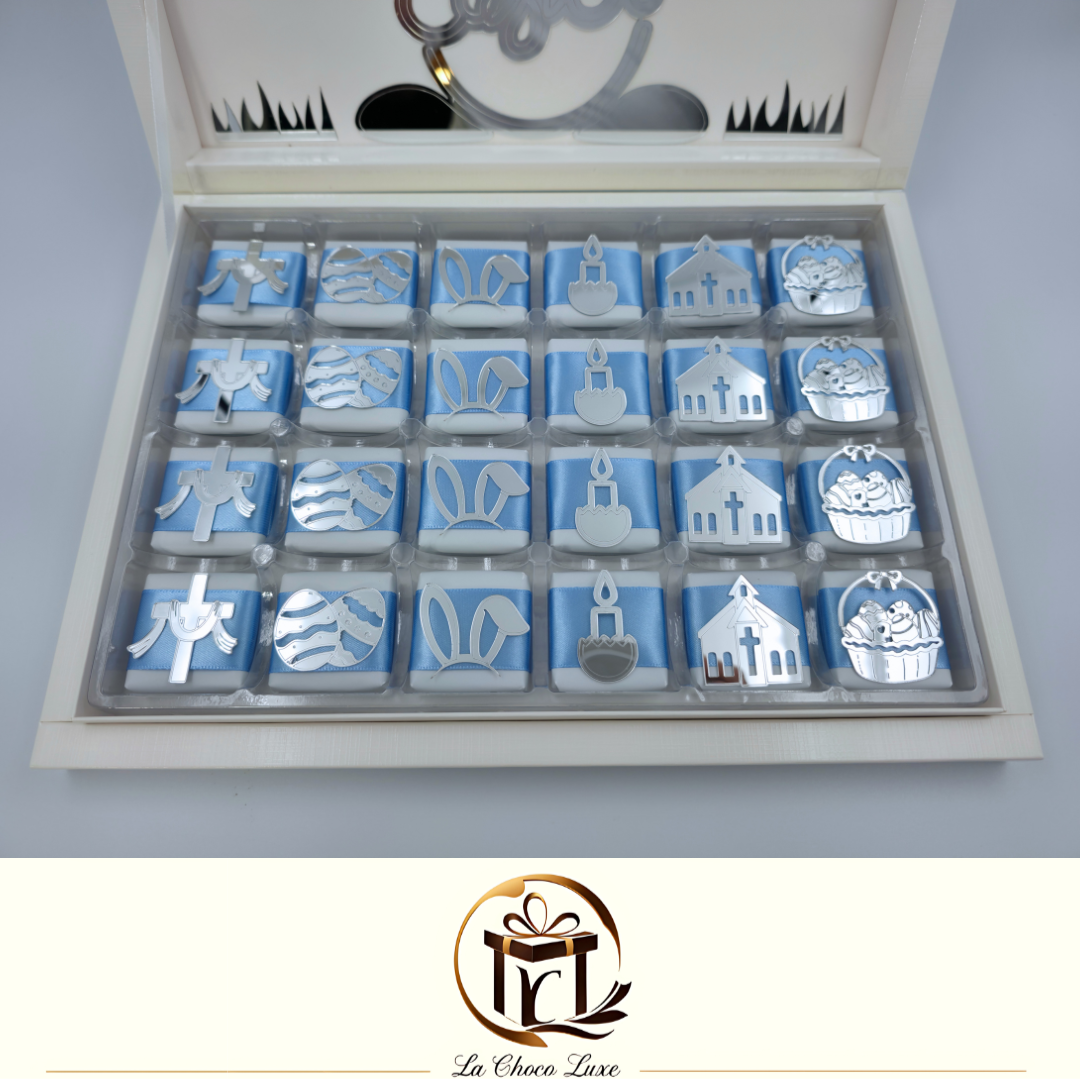 Easter Chocolate Gift Box – Luxury Belgian Chocolates with Religious Acrylic Toppers
