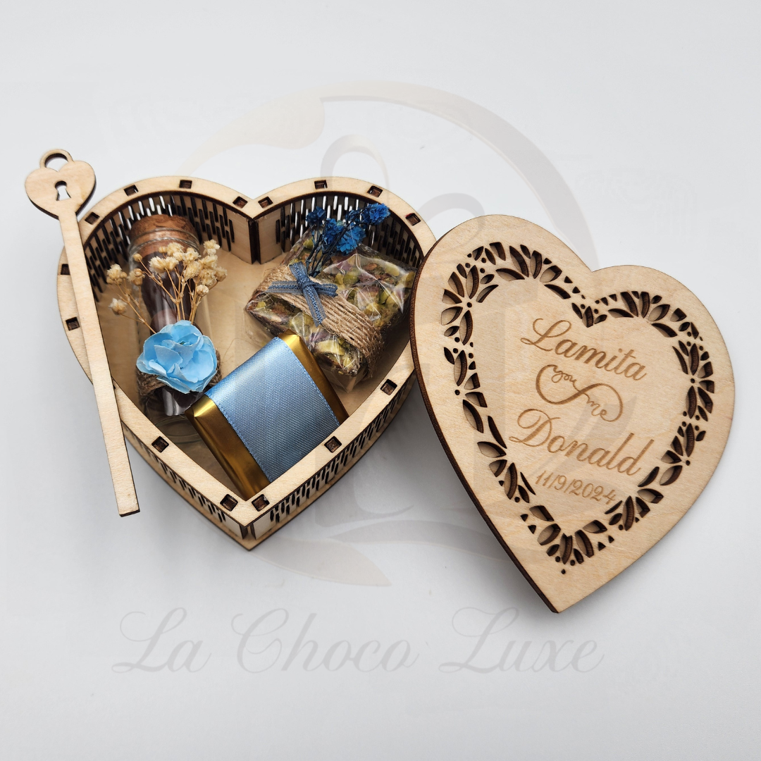 Heart Shaped Wooden Wedding or Engagement Box