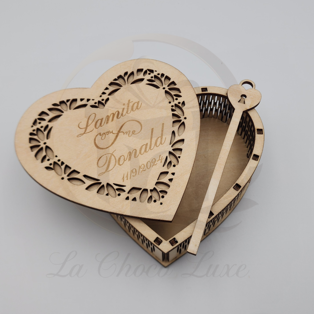 Heart Shaped Wooden Wedding or Engagement Box