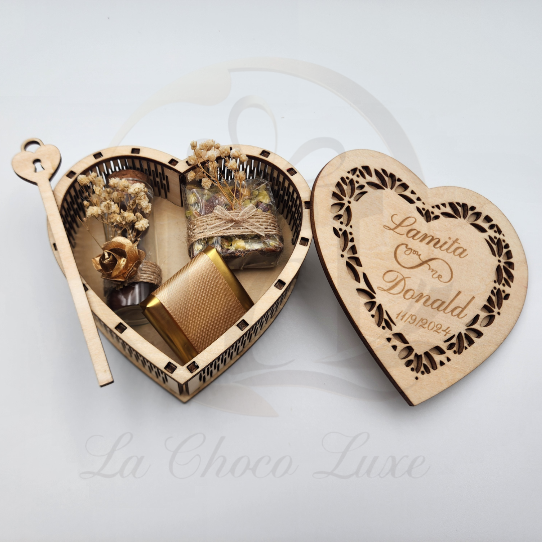 Heart Shaped Wooden Wedding or Engagement Box