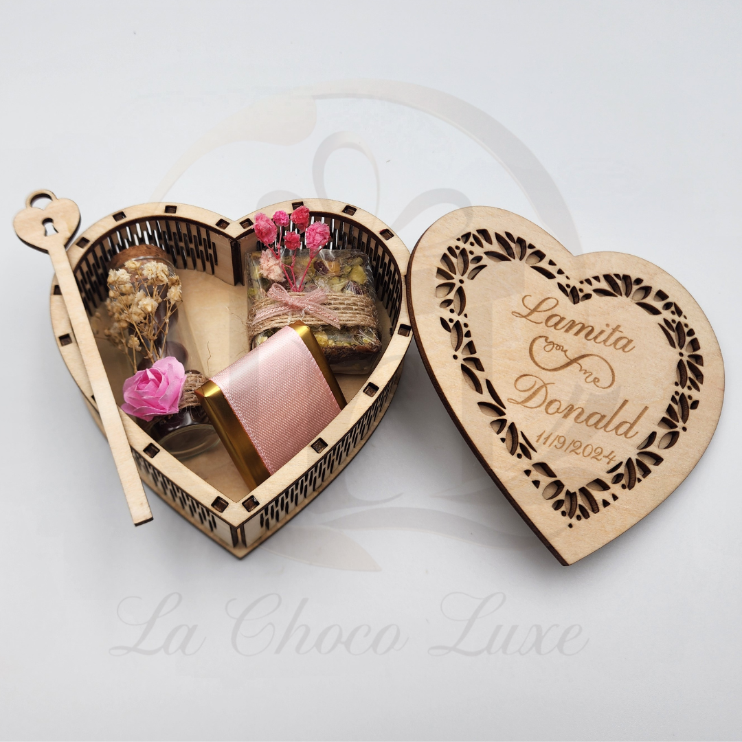 Heart Shaped Wooden Wedding or Engagement Box