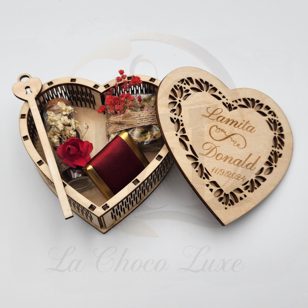 Heart Shaped Wooden Wedding or Engagement Box