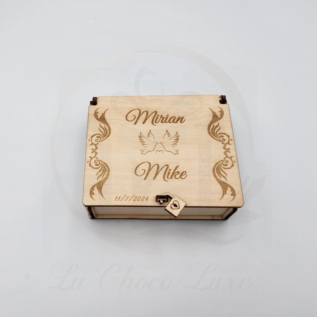 Square Shaped Wooden Wedding or Engagement Box